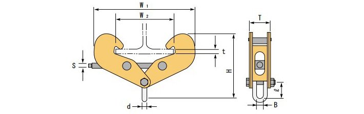 世霸SBC型工字鋼夾鉗結構尺寸圖片 世霸SBC型工字鋼夾鉗結構尺寸圖片