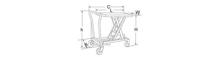 重型腳踏式升降平臺(tái)車(chē)結(jié)構(gòu)尺寸圖片